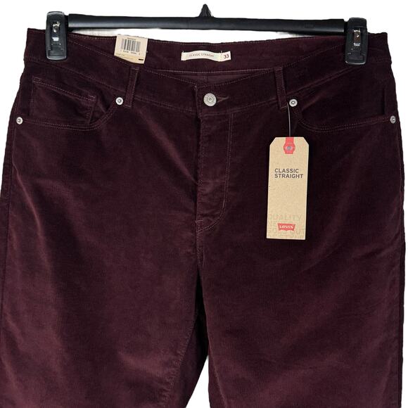 Levi’s SZ 16 Medium Classic Straight Corduroy Pants Mid-Rise Stretch Purple New - Picture 2 of 13
